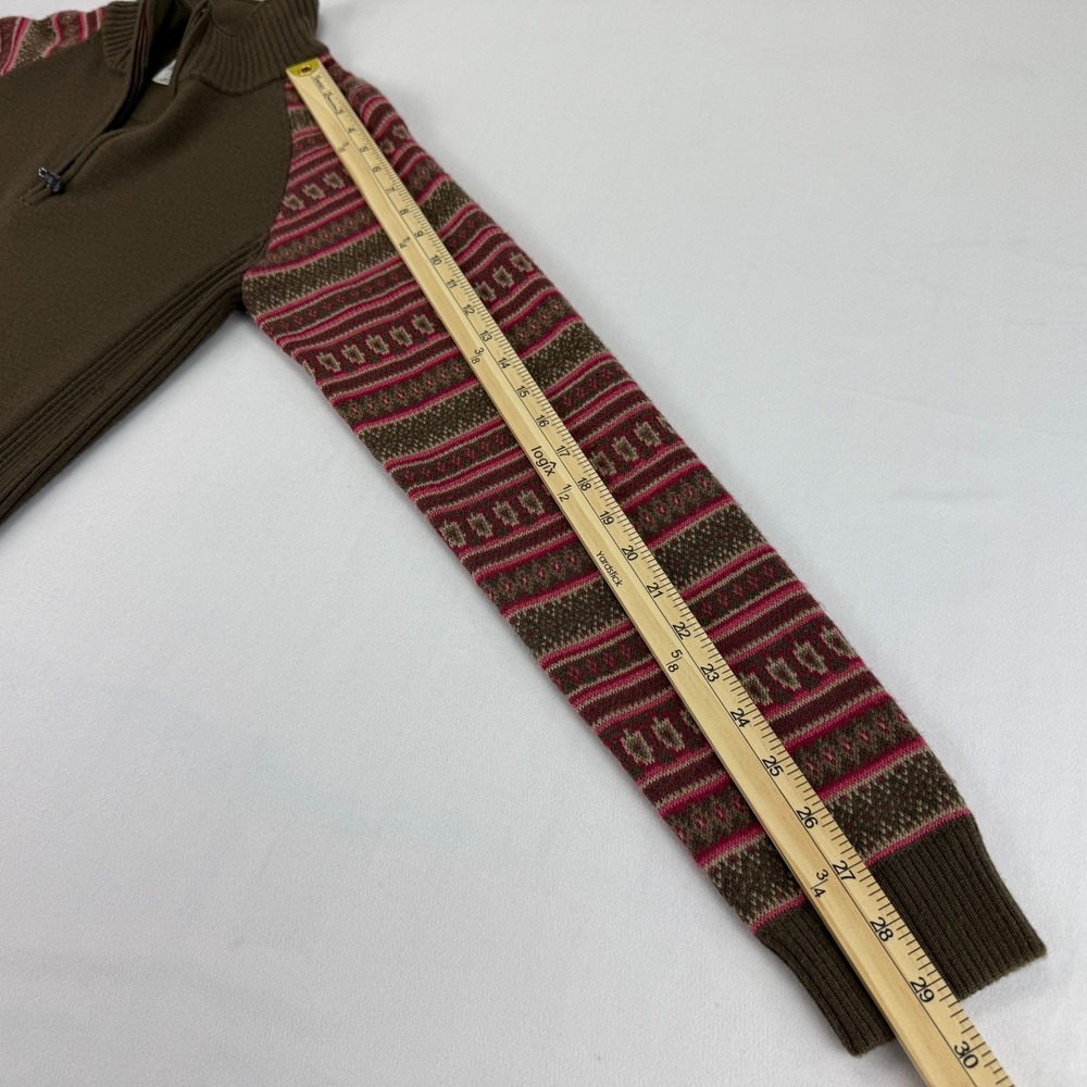 The North Face Womens M Wool Blend 1/4 Zip Sweater Brown Pink‎ Fair Isle Fitted - Picture 14 of 15
